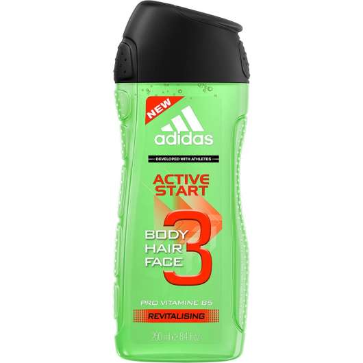 3 in 1 Active Start Shower Gel, 250 ml Adidas Duschcreme