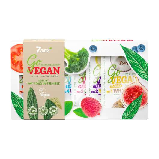 7days beauty go vegan set of sheet masks healthy week colour diet cale