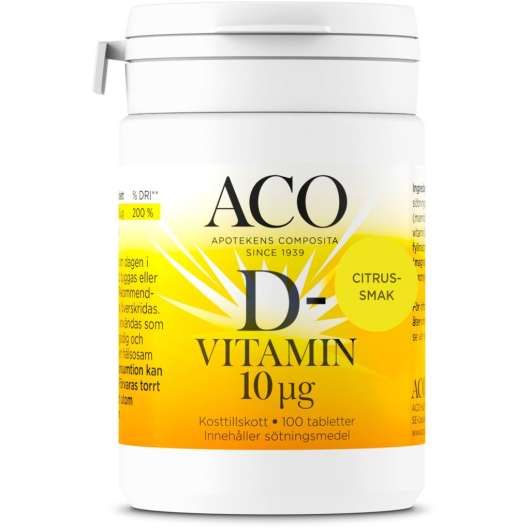 ACO D-vitamin 10 µg Citrussmak 100 tabletter