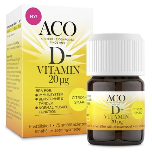 ACO D-vitamin 20 UG Citronsmak 75 smälttabletter