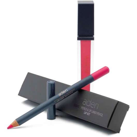Aden Liquid Lipstick + Lipliner Pencil Set Brink Pink 12