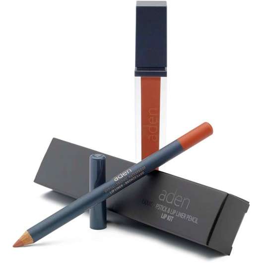 Aden Liquid Lipstick + Lipliner Pencil Set Bronze Sand 16