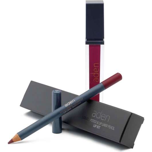 Aden Liquid Lipstick + Lipliner Pencil Set Burgundy 11