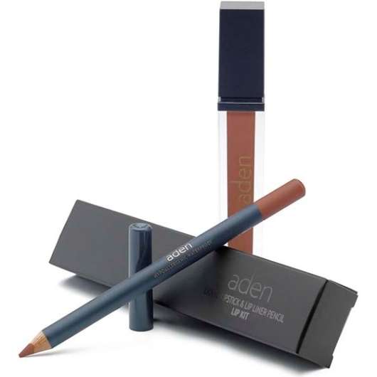 Aden Liquid Lipstick + Lipliner Pencil Set Carnal 04