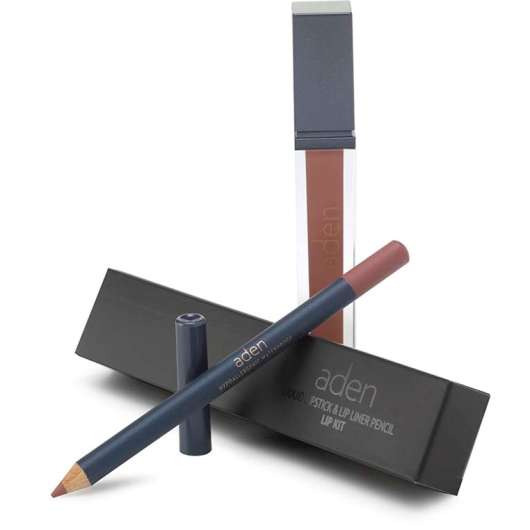 Aden Liquid Lipstick + Lipliner Pencil Set Chinchilla 25