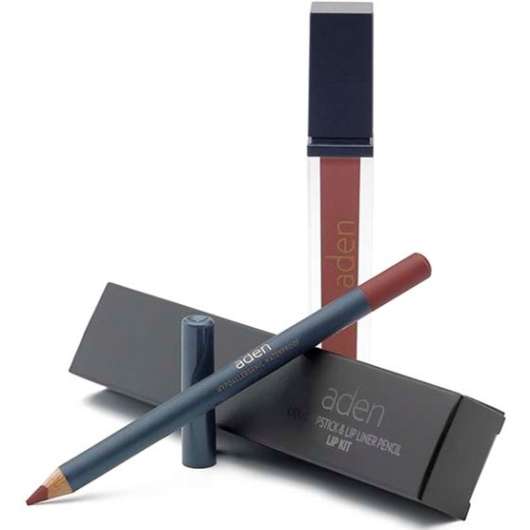Aden Liquid Lipstick + Lipliner Pencil Set Truffle 30