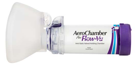 AeroChamber Plus Flow-Vu andningsbehållare med liten vuxenmask (lila) 1 styck
