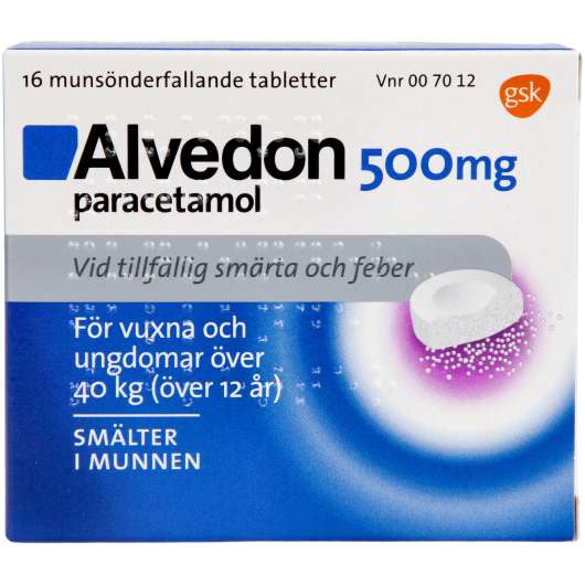 Alvedon Munsönderfallande Tablett 500mg 16 st