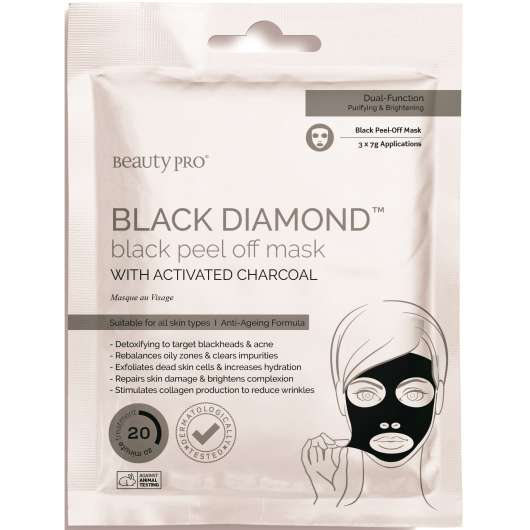 Beauty pro black diamond black peel-off mask with activated charcoal