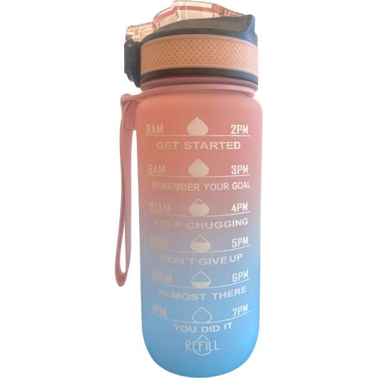 Beauty Rebels Motivational Water Bottle 600 ml Pink/Turquoise