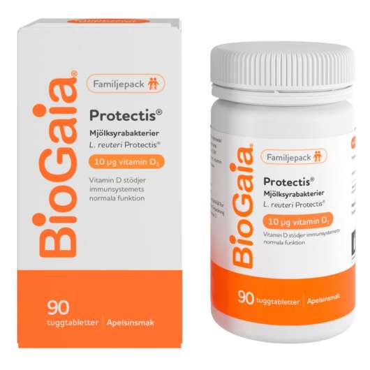 BioGaia Protectis Mjölksyrabakterier & Vitamin D3 Familjepack 90 tuggtabletter