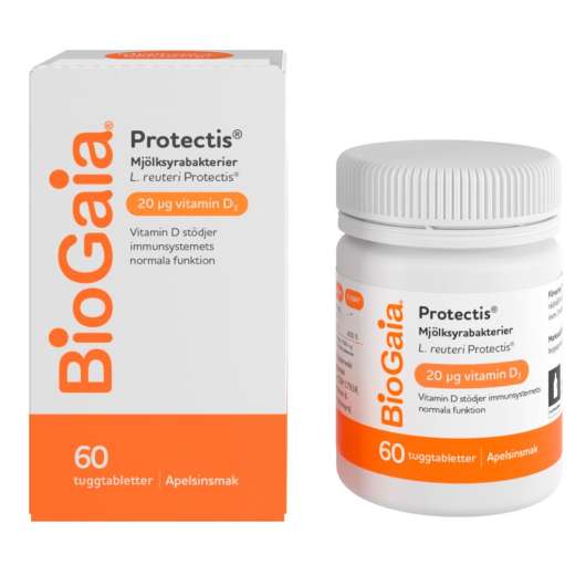 BioGaia Protectis Mjölsyrabakterier & Vitamin D3 20 μg 60 tuggtabletter