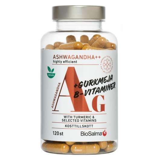 BioSalma AG Ashwagandha + Gurkmeja & B-vitaminer 120 kapslar