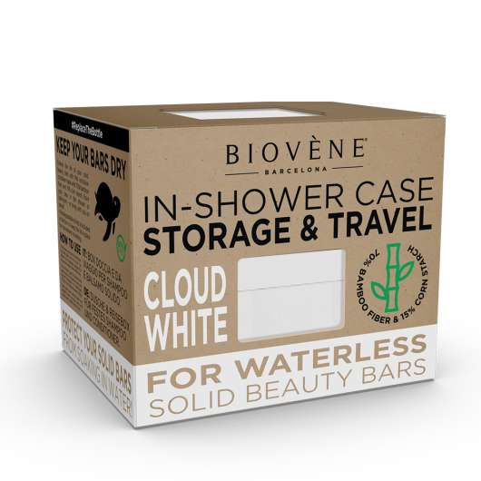 Biovène Universal Bamboo In-Shower Case for Storage & Travel Cloud Whi