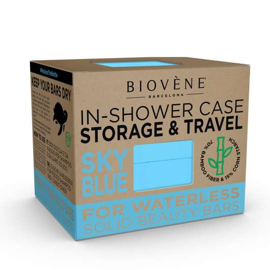 Biovène Universal Bamboo In-Shower Case for Storage & Travel Sky Blue