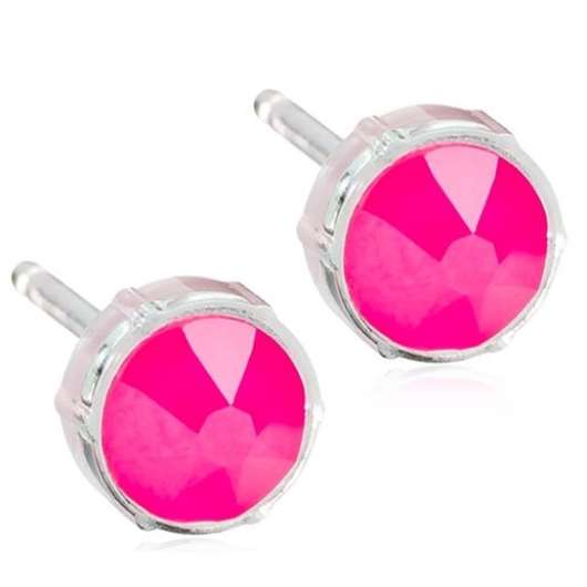 Blomdahl Earrings Nickel Free Plastic 6 mm Electric Pink