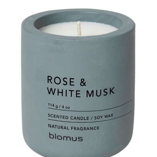 blomus Scented Candle Flintstone Rose White Musk 114 g
