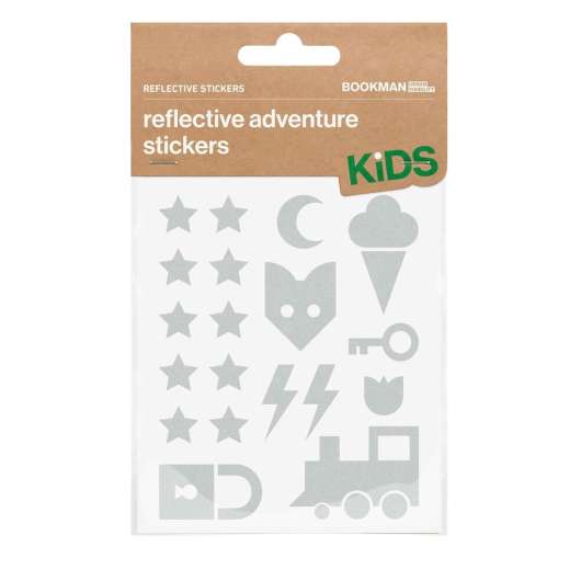 Bookman Urban Visibility Kids Reflective Stickers Adventure White 1 set