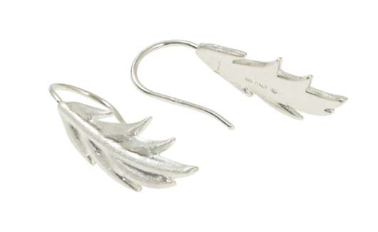 CU Jewellery - Feather/Leaf Short Ear Silver