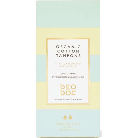 DeoDoc Organic Cotton Tampons Regular Flow 16 Pcs
