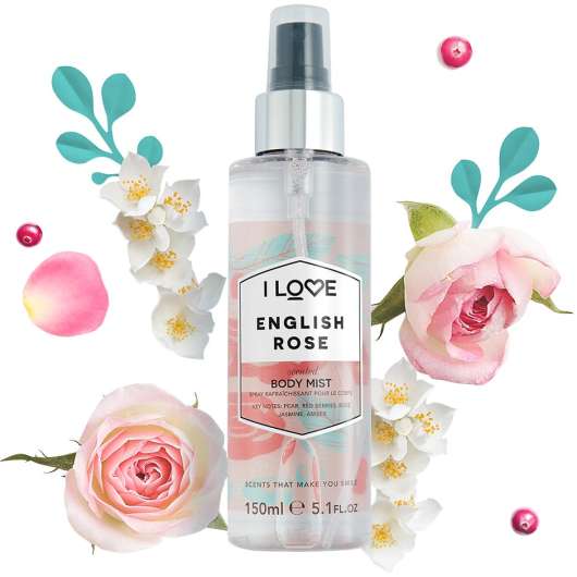 English Rose, 150 ml I love… Body Mist