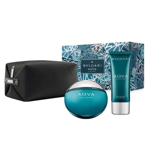 Giftset Bvlgari Aqua Pour Homme Edt 100ml + Aftershave Balm 100ml + Pouch