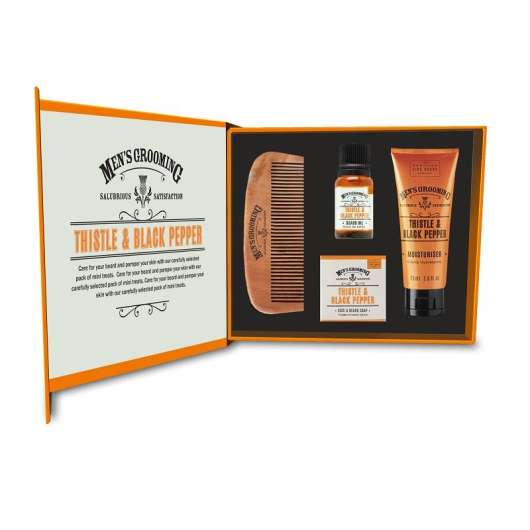 Giftset Scottish Fine Soaps Thistle & Black Pepper Face & Beard Care Kit
