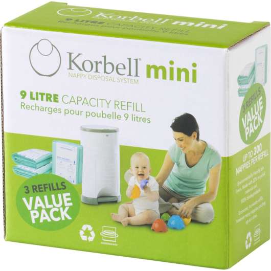 Korbell Mini Refill till Korbell Blöjhink 9 Liter 3-pack