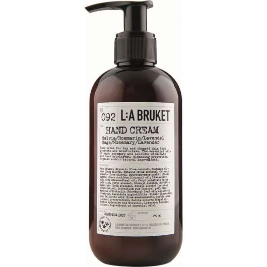 L:A Bruket 092 Handcrème Sage/Rosmary/Lavender CosN 240 ml