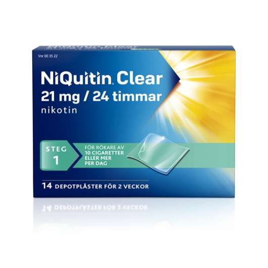 NiQuitin Clear, depotplåster 21 mg/24 timmar 14 st