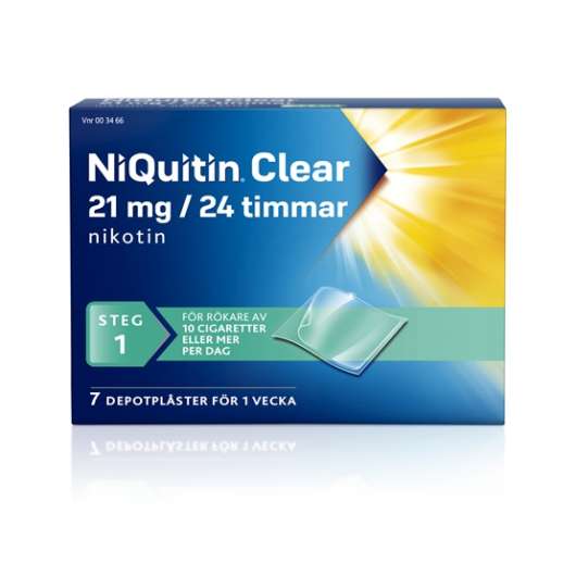 NiQuitin Clear, depotplåster 21 mg/24 timmar 7 st