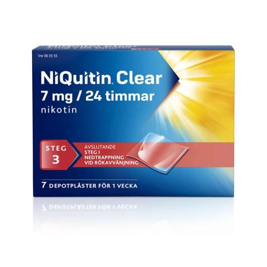 NiQuitin Clear, depotplåster 7 mg/24 timmar 7 st
