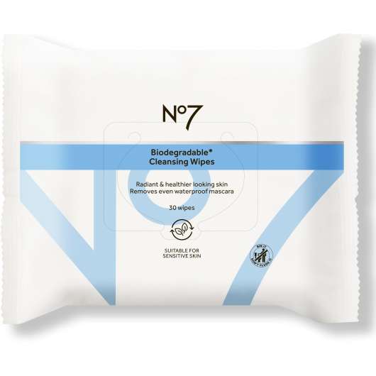 No7 Essential Cleansing Biodegradable Wipes 30 st