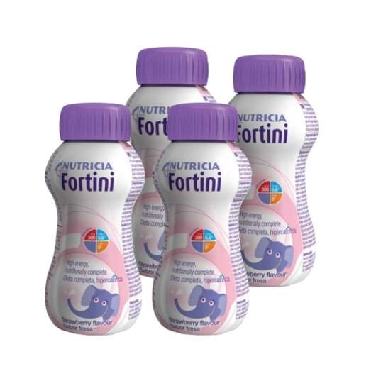 Nutricia Fortini, komplett, drickfärdigt, barnkosttillägg, jordgubb 4 x 200 ml