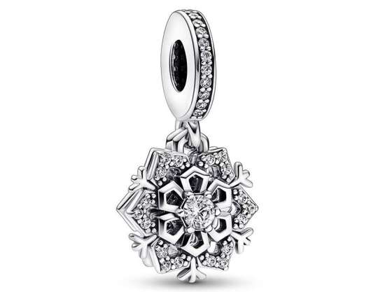 Pandora - sparkling snowflake double dangle charm