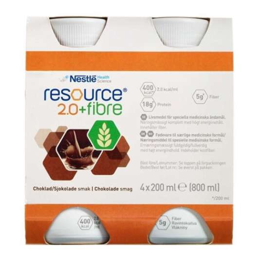 Resource 2.0+FIBRE Choklad 4 x 200 ml