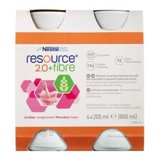 Resource 2.0+FIBRE Jordgubb 4 x 200 ml