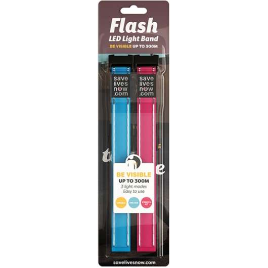 Save Lives Now Flash LED Light Band Pink/Blue 2-pack