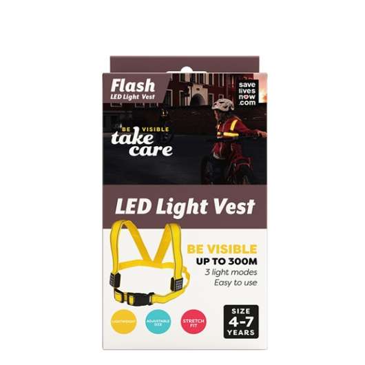 Save Lives Now Flash LED Light Vest Yellow 4-7 år