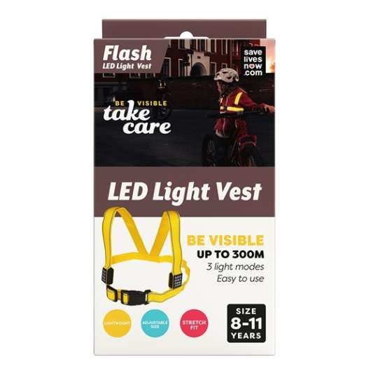 Save Lives Now Flash LED Light Vest Yellow 8-11 år