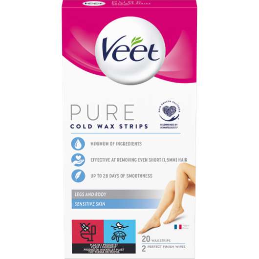 Veet Pure Wax Strips för ben Sensitive Skin 20 st